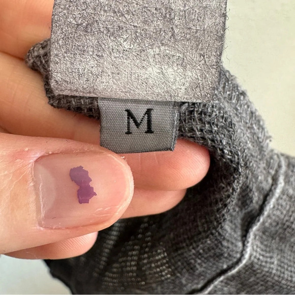 Fenini Women's Medium 100% Linen Blouse Boxy Loose Knit Boho Grey Artsy Texture - Picture 5 of 9